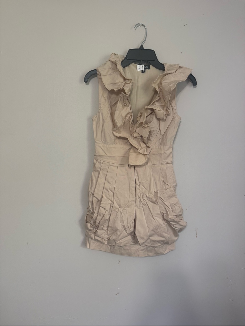 Bebe Beige Ruffled V-Neck Dress - Picture 2 of 3
